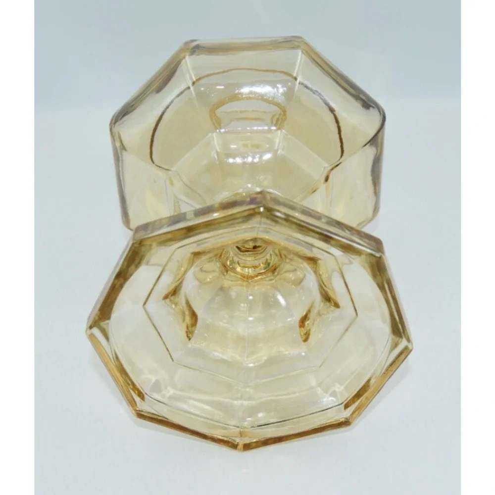Vintage Iridescent Amber Thick Glass Oil / Kerosene Lamp Base 9.5